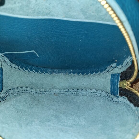 Portland Leather Goods Soul Blue Pebbled Small Circle Crossbody Bag - Picture 9 of 9
